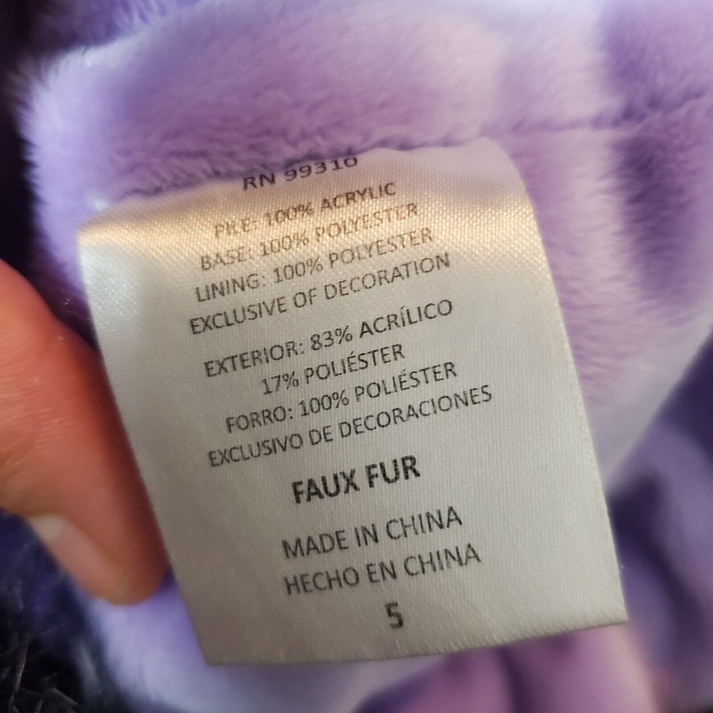 American widgeon Kid's Faux fur purple coat size 5 - Picture 6 of 8